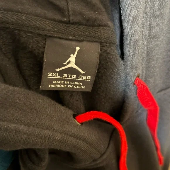 Jordan Flight Men's Big and Tall Black and Teal Hoodie - Picture 7 of 7